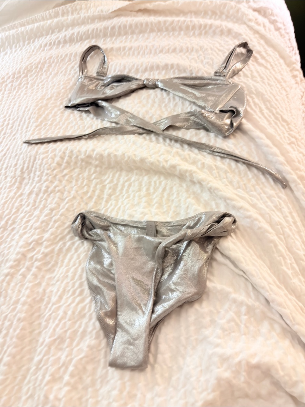 Skims Metallic Silver Women’s Bikini - Silver Swim Set small